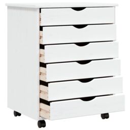 Berkfield Home Rolling Cabinet with Drawers MOSS White Solid Wood Pine - thumbnail 3