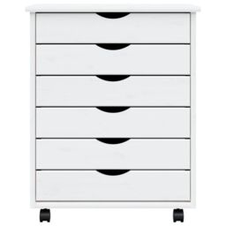 Berkfield Home Rolling Cabinet with Drawers MOSS White Solid Wood Pine - thumbnail 4