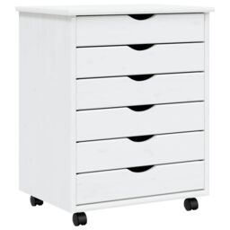 Berkfield Home Rolling Cabinet with Drawers MOSS White Solid Wood Pine - thumbnail 2