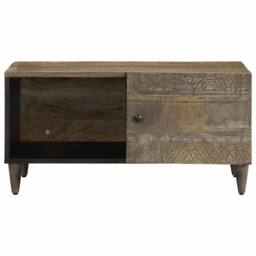 Berkfield Home Beautiful Coffee Table Light Grey 80x50x40 cm Solid Wood Mango - Size: 80 x 50 x 40 cm - thumbnail 3