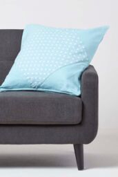 Homescapes Cotton Plain & Polka Dots Cushion Cover in Blue - Size: 45 cm x 45 cm - thumbnail 2