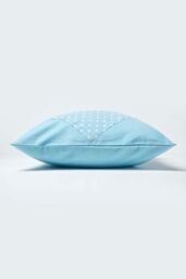 Homescapes Cotton Plain & Polka Dots Cushion Cover in Blue - Size: 45 cm x 45 cm - thumbnail 3