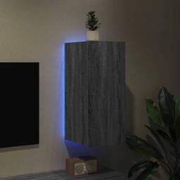 Berkfield Home TV Wall Cabinet with LED Lights Grey Sonoma 30.5x35x70 cm - thumbnail 4