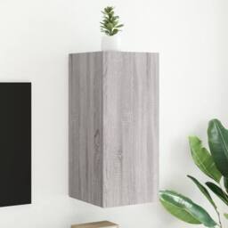 Berkfield Home TV Wall Cabinet with LED Lights Grey Sonoma 30.5x35x70 cm - thumbnail 2