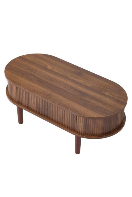 Living and Home Wooden Oval Lift-Top Coffee Table with Hidden Compartment in Walnut - image 1
