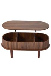 Living and Home Wooden Oval Lift-Top Coffee Table with Hidden Compartment in Walnut - thumbnail 4