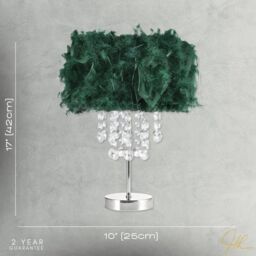 Happy Homewares Modern Chandelier Feather Table Lamp with Waterfall Acrylic Droplets in Green - Size: 17 inches - thumbnail 5