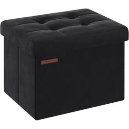The Bazaarist Folding Storage Ottoman Bench Space Saving, Black in Jet Black - thumbnail 2