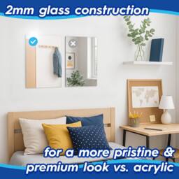Harbour Housewares Self Adhesive Glass Wall Mirror - 30 x 40cm in Silver - Size: 30 x 40 cm - thumbnail 3