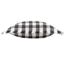 Yard Barton Check Fringed 100% Cotton Cushion in Black - Size: 45 cm x 45 cm - thumbnail 3