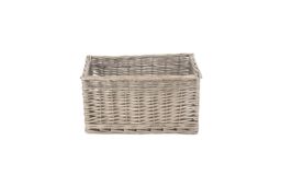Red Hamper Wicker Antique Wash Lined Open Storage Basket in Stone - Size: XL - thumbnail 2