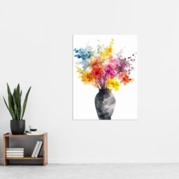 "Artery8 Wall Art Print Flower Bouquet in Vase Abstract Watercolour Poster - Size: W24"" x H32""" - thumbnail 4