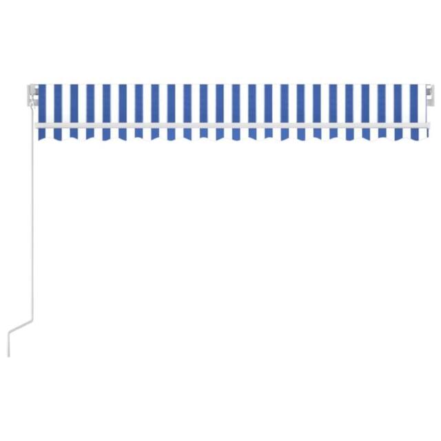 Berkfield Home Manual Retractable Awning with LED 400x350 cm Blue & White - image 1