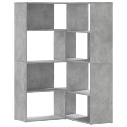 Berkfield Home Corner Bookcase 4-Tier Concrete Grey 85x85x140 cm Engineered Wood - Size: 85 x 85 x 140 cm - thumbnail 2