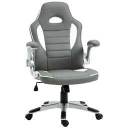 VINSETTO Racing Gaming Chair Height Adjustable Swivel with Flip Up Armrests in Grey - thumbnail 2