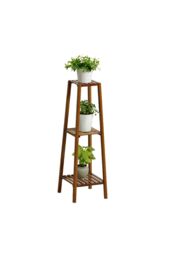 Living and Home 4/3/2 tier Vintage Indoor Plant Stand Solid Wood Display Shelf Potted Rack in Brown - Size: Large - thumbnail 2
