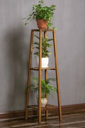 Living and Home 4/3/2 tier Vintage Indoor Plant Stand Solid Wood Display Shelf Potted Rack in Brown - Size: Large - thumbnail 4