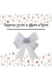 VFM e-Store Tinsel Bow Christmas Decoration X 1 37cm x 49cm x 13cm White - Size: 37 cm x 49 cm x 13 cm - thumbnail 2