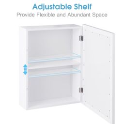 Gymax Bathroom Mirror Cabinet Wall Mounted Storage Cabinet With Shelves in White - thumbnail 5