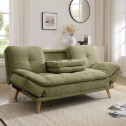 Home Detail Lilly Sofa Bed With Adjustable Armrests in Green - Size: 3 Seater
