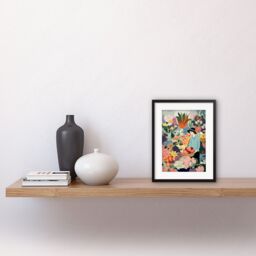 "Artery8 Wall Art Print Danish Pastel Aesthetic Flower Market Watercolour Painting Woman Bouquet Artwork Framed 9X7 Inch in Black - Size: W7"" x H9""" - thumbnail 2