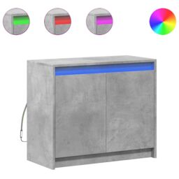 Berkfield Home Sideboard with LED Concrete Grey 72x34x61 cm Engineered Wood - Size: 72 x 34 x 61 cm - thumbnail 2
