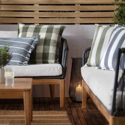 Yard Hayle 100% Cotton Striped Outdoor Cushion in Navy - Size: 50 cm x 50 cm - thumbnail 6
