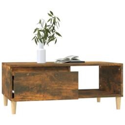 Berkfield Home Decorative Coffee Table Smoked Oak 90x50x36.5 cm Engineered Wood in Brown - thumbnail 4