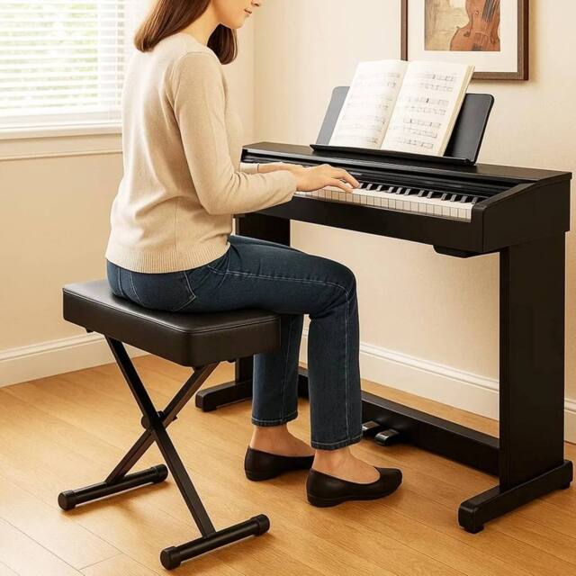 EONLION Height Adjustable Piano Keyboard Stool in Black - Size: 100 cm - image 1