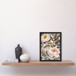"Artery8 Blooming Pink Peonies Elegant Floral Design Framed Art Print in Green - Size: W12"" x H16""" - thumbnail 4
