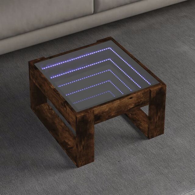 Berkfield Home Coffee Table with Infinity LED Smoked Oak 50x53x30 cm in Brown - Size: 50 x 53 x 30 cm - image 1