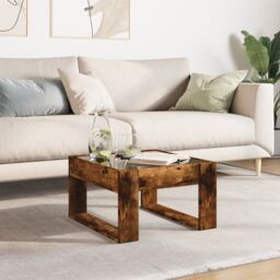 Berkfield Home Coffee Table with Infinity LED Smoked Oak 50x53x30 cm in Brown - Size: 50 x 53 x 30 cm - thumbnail 4