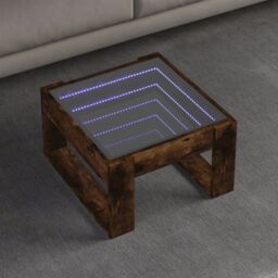 Berkfield Home Coffee Table with Infinity LED Smoked Oak 50x53x30 cm in Brown - Size: 50 x 53 x 30 cm - thumbnail 1
