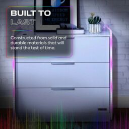 X Rocker Electra Chest of 3 Drawers Sideboard with LED Lights in White - thumbnail 5