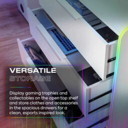 X Rocker Electra Chest of 3 Drawers Sideboard with LED Lights in White - thumbnail 6