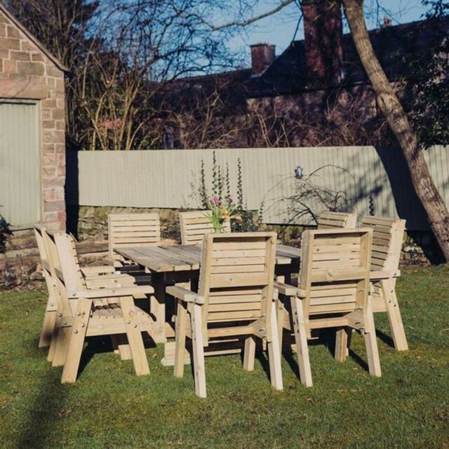 Churnet Valley Garden Furniture Ltd Ergo 8 Seater Table Set - Min. Assembly Required - Set of Cushions Inc in Brown - image 1