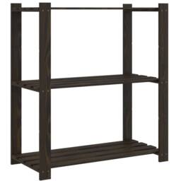 Berkfield Home 3-Tier Storage Rack Black 80x38x90 cm Solid Wood Pine in Dark Brown - Size: 80 x 38 x 90 cm