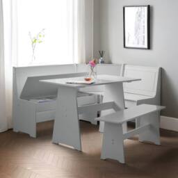 Cheshire Premium Newbury 158cm Corner Dining Set with Storage Bench - Dove Grey - thumbnail 3