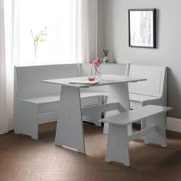 Cheshire Premium Newbury 158cm Corner Dining Set with Storage Bench - Dove Grey - thumbnail 2