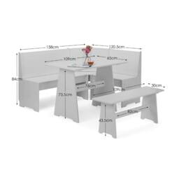 Cheshire Premium Newbury 158cm Corner Dining Set with Storage Bench - Dove Grey - thumbnail 5