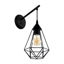 Loops LED Wall Light / Sconce Black Steel Geometirc Wire Shade 1 x 60W E27 Bulb