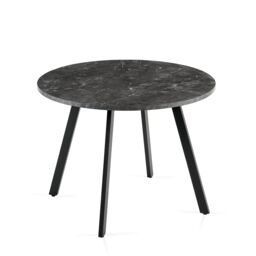 SONARA 100cm Round Dining Table with Black Marble Top & Flat Tube Metal Leg - thumbnail 2