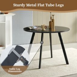 SONARA 100cm Round Dining Table with Black Marble Top & Flat Tube Metal Leg - thumbnail 5