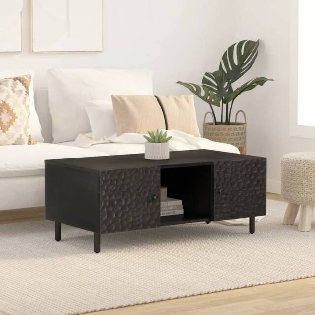 Berkfield Home Beautiful Coffee Table Black 100x54x40 cm Solid Wood Mango - Size: 100 x 54 x 40 cm - image 1