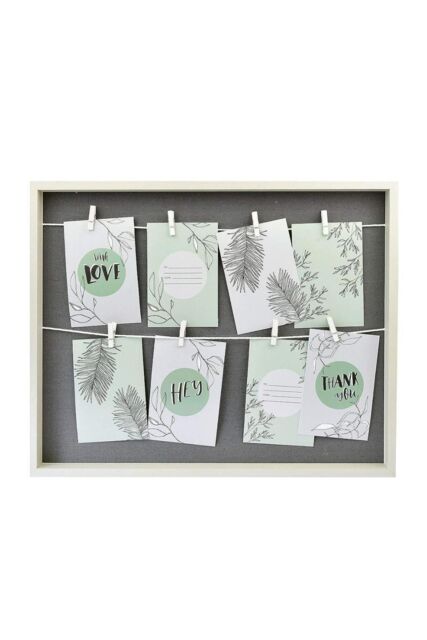 "nielsen Accent Photo Collage Frame for 8 Pictures 4x6"" With Clothesline & 8 Clips - White/Grey in White" - image 1