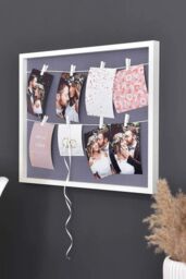 "nielsen Accent Photo Collage Frame for 8 Pictures 4x6"" With Clothesline & 8 Clips - White/Grey in White" - thumbnail 2