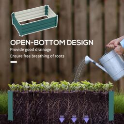 OUTSUNNY of 2 Galvanised Garden Raised Bed for Flowers in Green - thumbnail 5