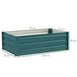 OUTSUNNY of 2 Galvanised Garden Raised Bed for Flowers in Green - thumbnail 3