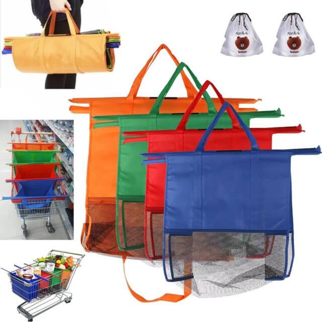 Hinsinc 4 Pack Reusable Supermarket Shopping Trolley Bags - image 1