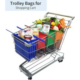 Hinsinc 4 Pack Reusable Supermarket Shopping Trolley Bags - thumbnail 3